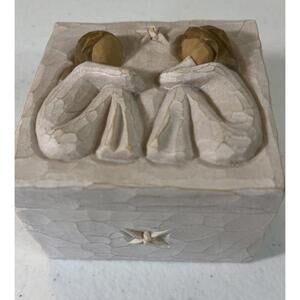Willow Tree Ceramic Keepsake/Trinket Box “Friendship” Susan Lordi 2003 EUC